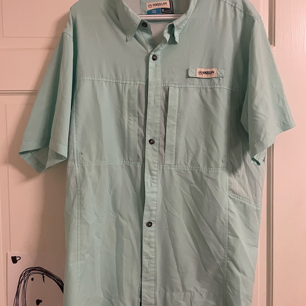 Magellan Outdoors button up Mint Green Fishing Shirt Mens xl
